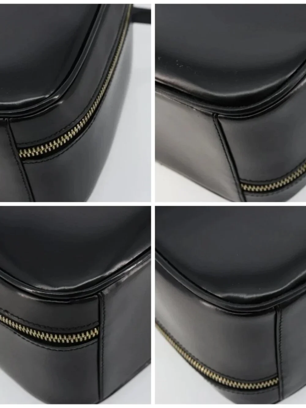 GUCCI Bamboo Vanity Hand Bag Patent 2way Black Gold 000 270 0323 Auth 180050